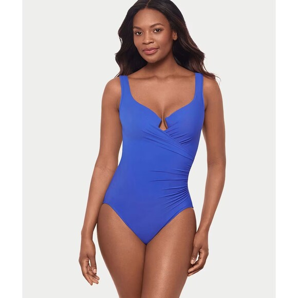 Miraclesuit Escape Blue Underwire Tummy Control One‑Piece Swimsuit Size 10 - Picture 1 of 11